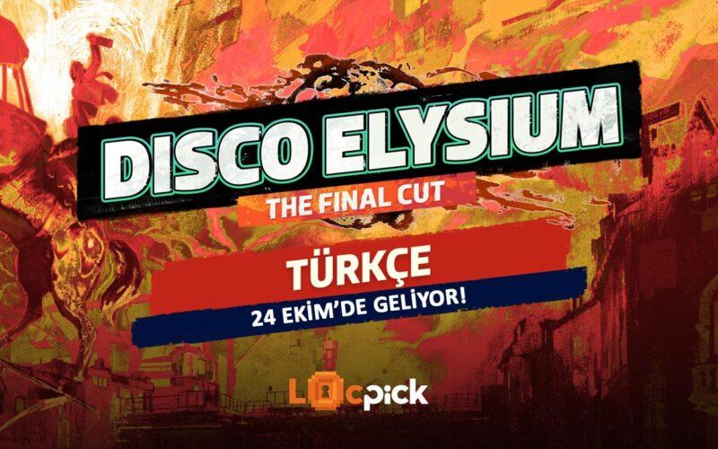 Disco Elysium logosou, Lockpick logosu ve Türkçe duyurusunun metni bir görsel içinde bir arada