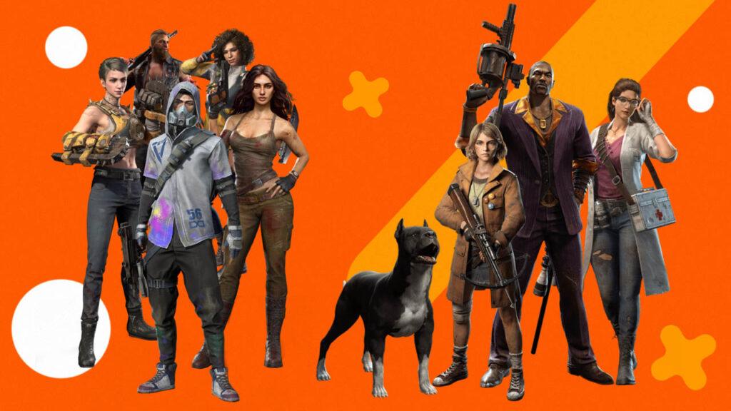 Funplus video game characters on an orange background