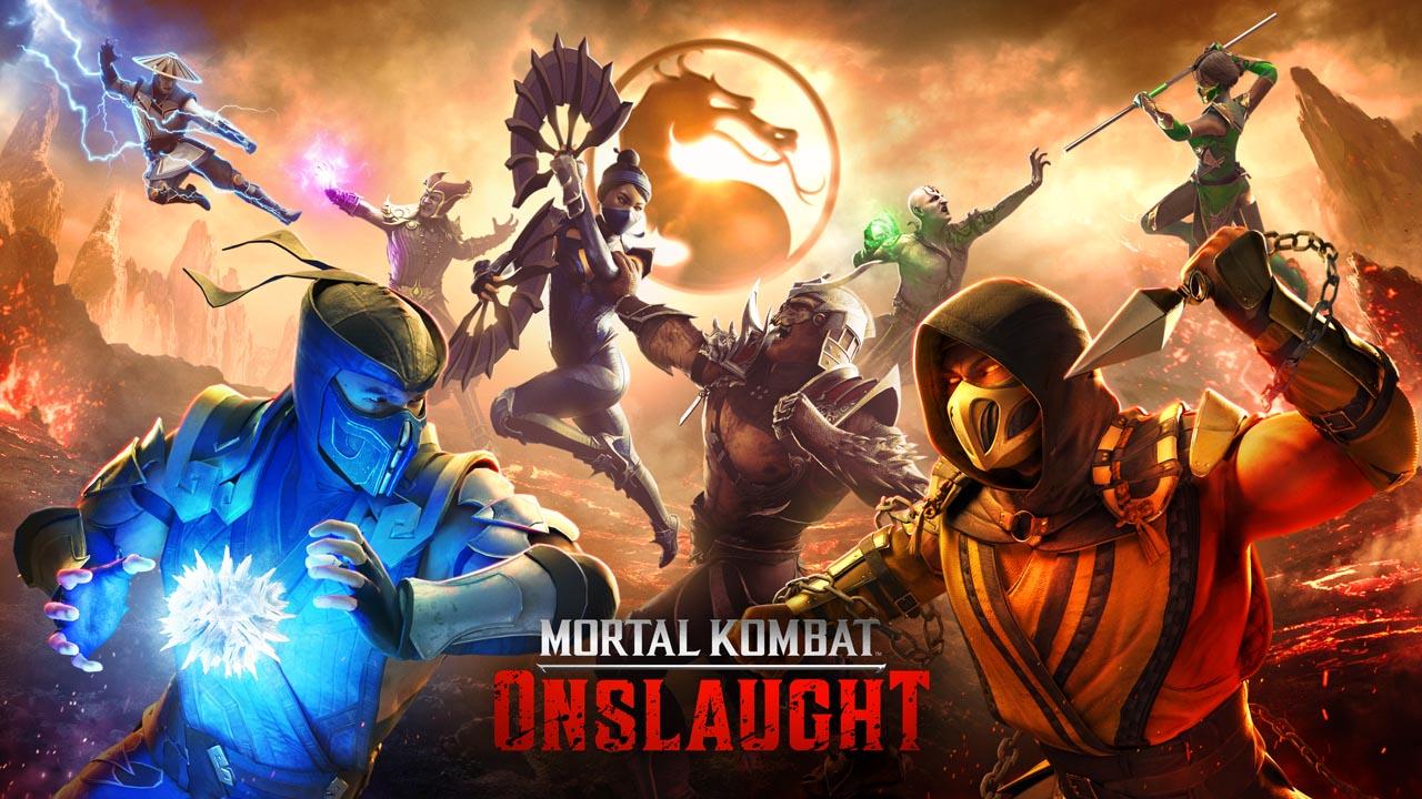 Good and evil fighters from Mortal Kombat francise, ready to go at each other, dominating each side of the image