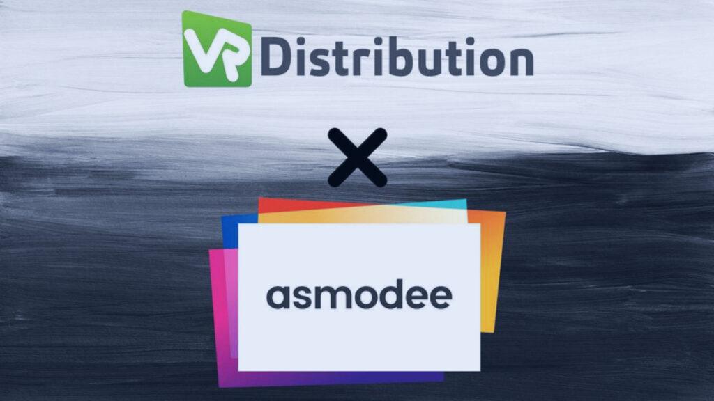 VR Distribution and Asmodee logos in front of a light grey and black background