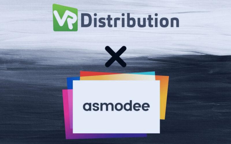 VR Distribution and Asmodee logos in front of a light grey and black background