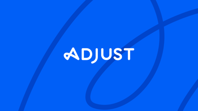 Adjust logo over a blue background