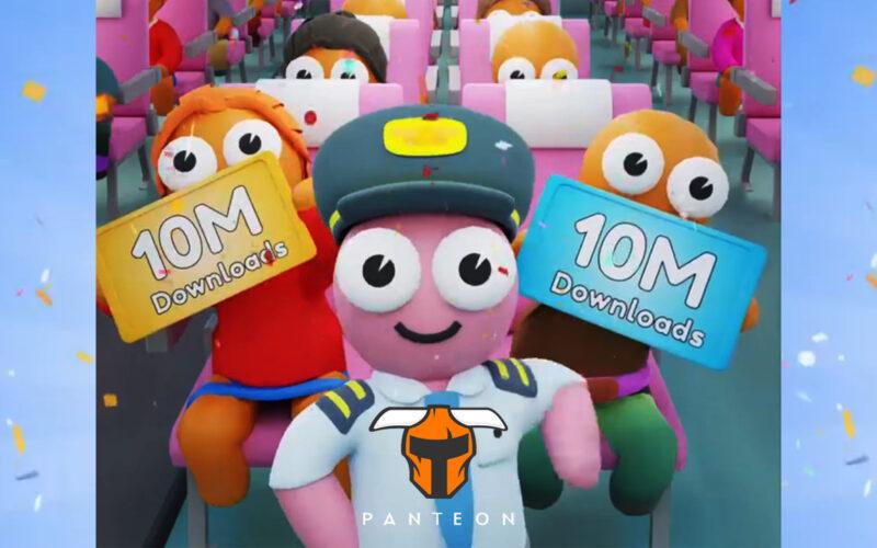 Panteon's Airport Master characters celebrating 10 million downloads