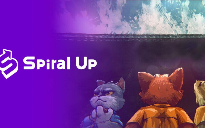 Spiral Up logo and cat-like characters from Back to the Dawn game