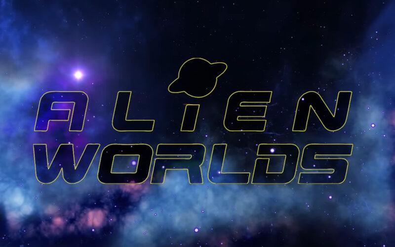 alien worlds logo in space