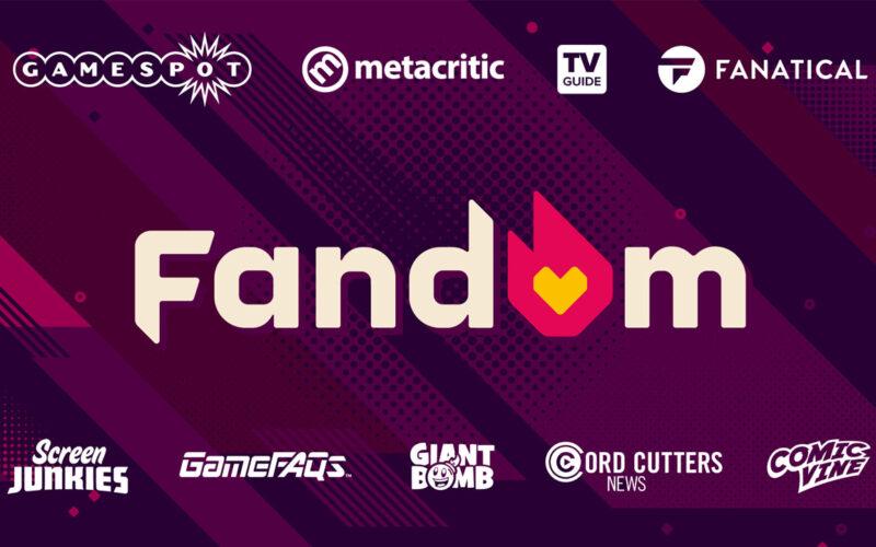 Purple background fandom logo in middle surrounded by other brands