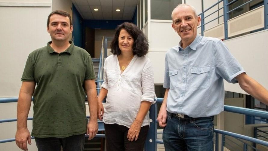 The leadership team of Virtuos Labs – Montpellier standing together, facing the camera. From left to right; Benjamin Couratin, Marianne Calva, and Alexis Vaisse