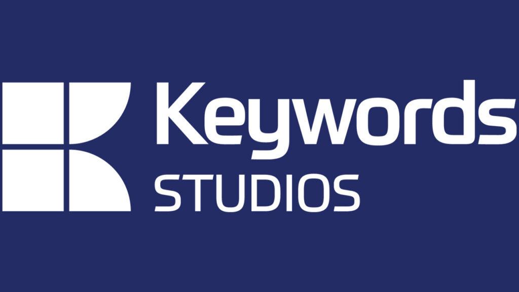 White Keywords Studios logo on blue background