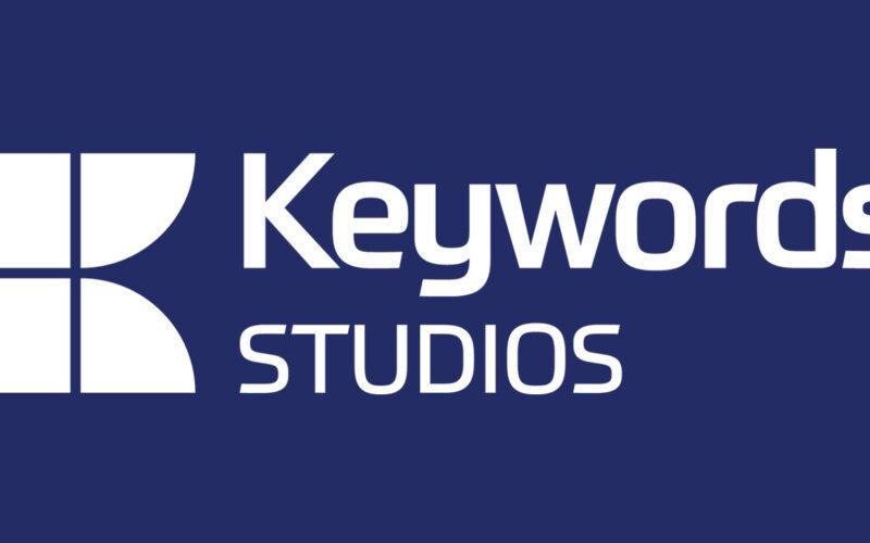 White Keywords Studios logo on blue background