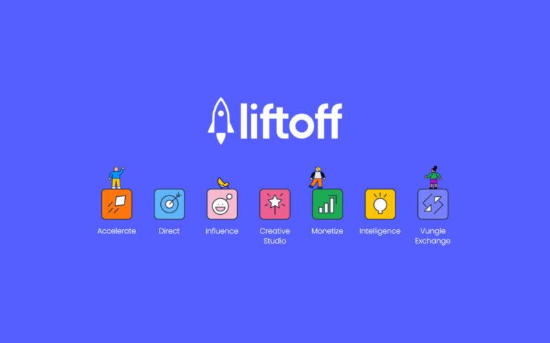 New Liftoff logo and icons of the solutions the company offers