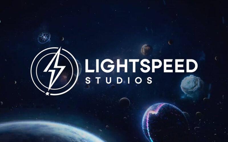 lightspeed studios logo on a shot of space background
