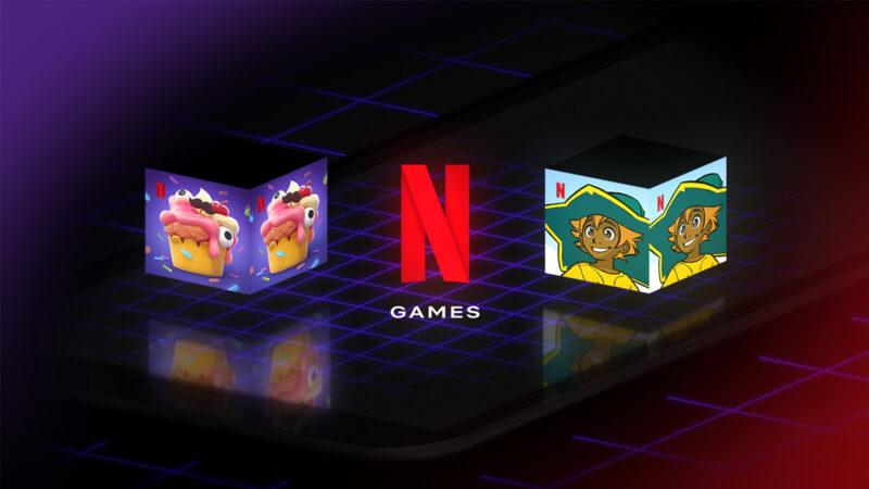Nailed it logo on the left, Netflix games logo in middle, spiritfarer logo on the right
