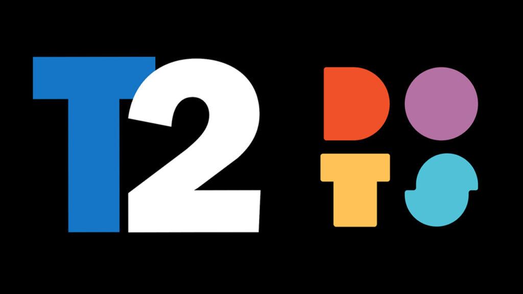 take-two logo on left and playdots logo on right