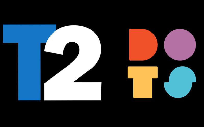 take-two logo on left and playdots logo on right