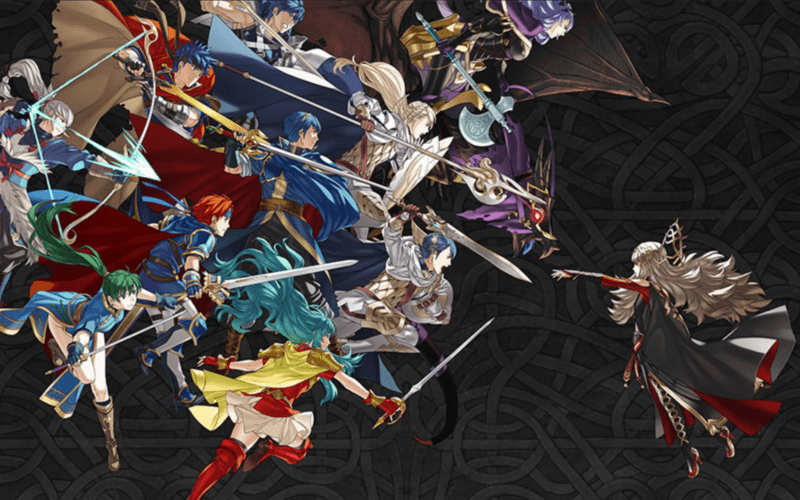 A Group of characters from Fire Emblem Heroes charging another characters