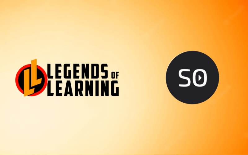 Legends of Learning and Sanlo logos over a light orange background