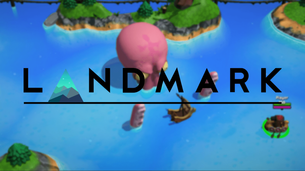 The logo of Landmark Games over a blurred image of the game Sea of Souls