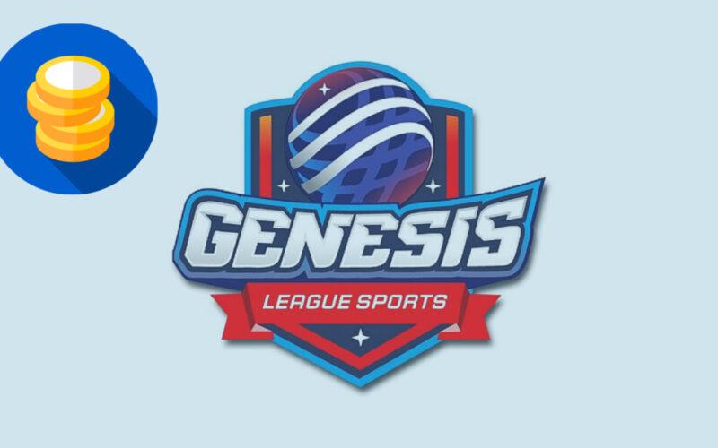 Genesis League Sports logo under a doodle of tokens