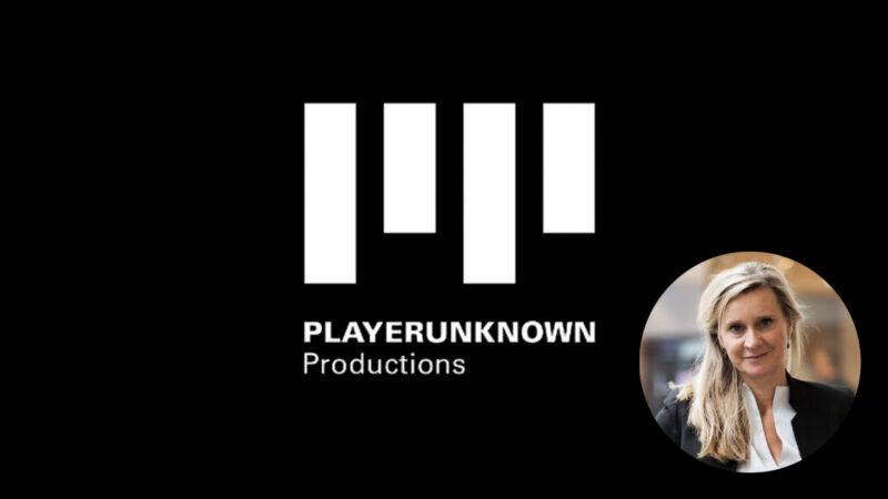 A headshot of Malin Jonsson next to the PlayerUnknown Productions logo over a black background