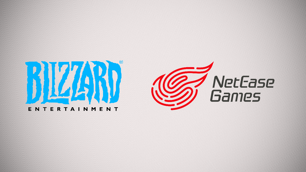 Blizzard Entertainment and NetEase Games logos over a light grey background