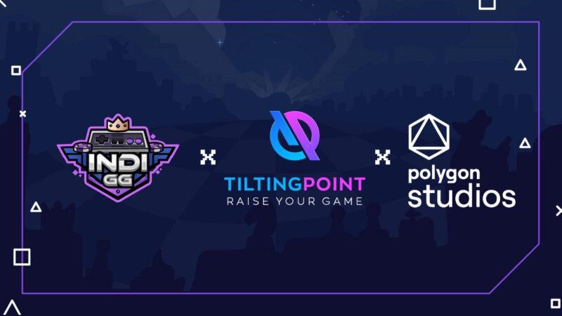 IndiGG, Tilting Point and Polygon Studios logos over a dark blue background