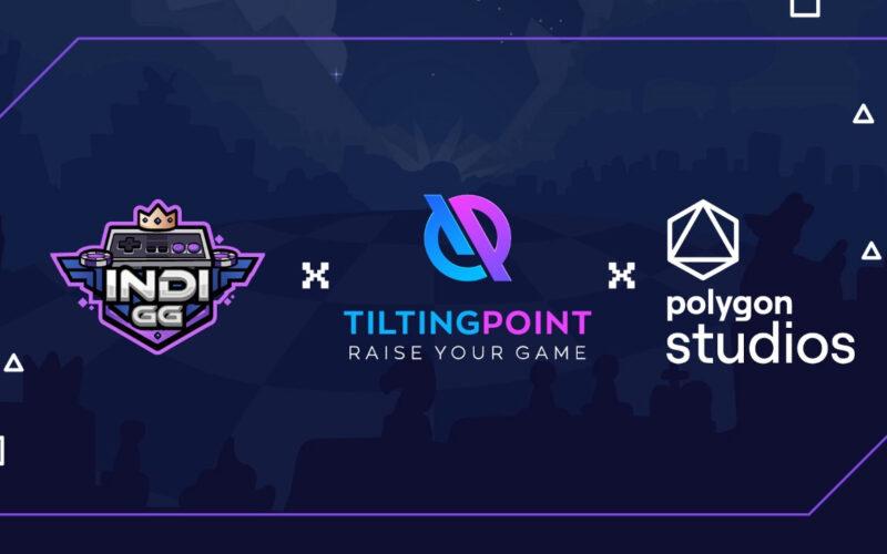 IndiGG, Tilting Point and Polygon Studios logos over a dark blue background