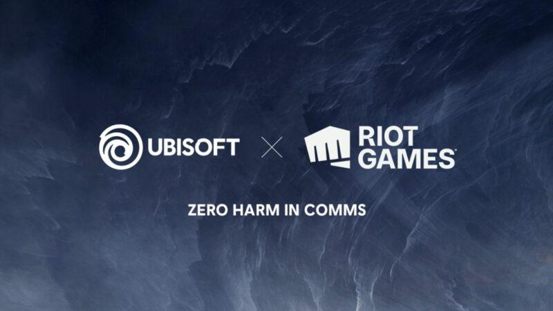 Ubisoft and Riot Games logos over a dark blue background