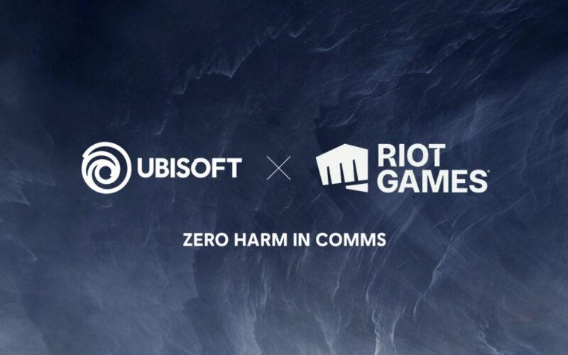 Ubisoft and Riot Games logos over a dark blue background