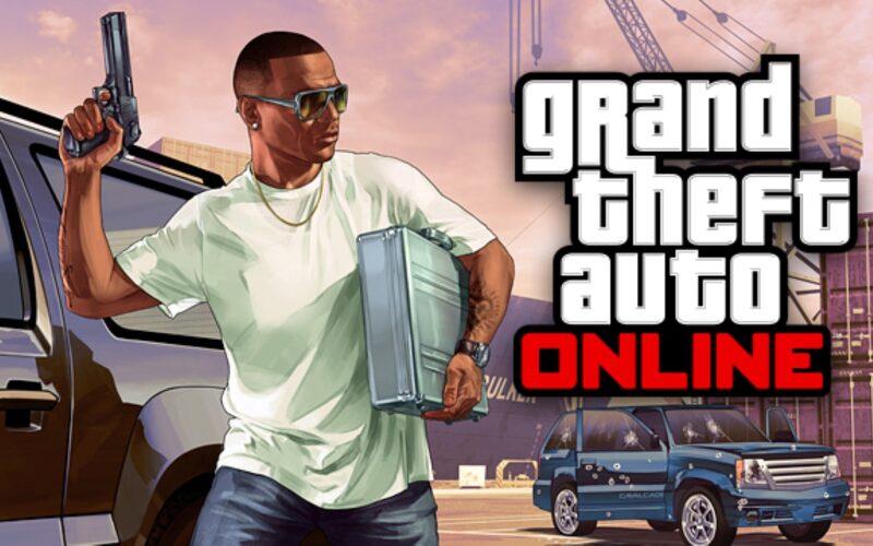 man carrying a gun and a case runs away from a car