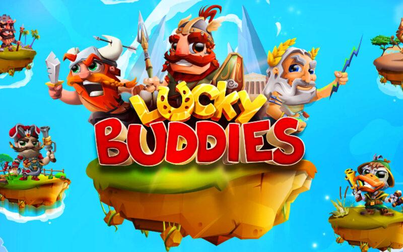 lucky buddies logo with game characters around it