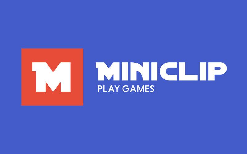 Miniclip logo on purple background