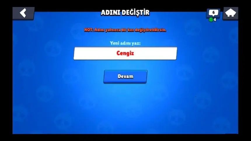 Brawl Stars İsim Değiştirme Ekranı