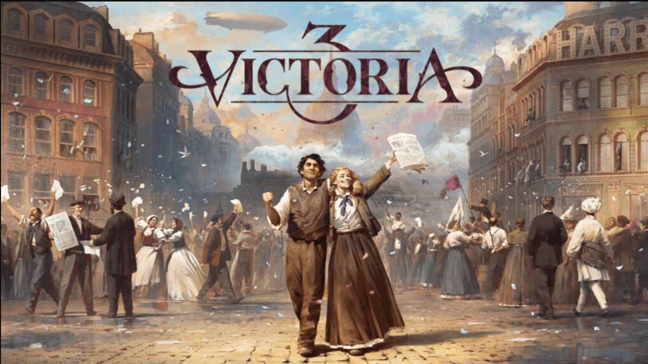 A man and a woman celebrating a festival withga crowd in the background. 1800s.