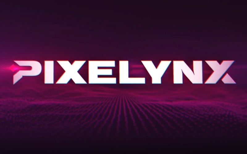 Pixelynx logo over a cloudy and violet background