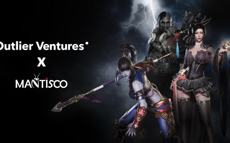 Outlier Ventures and Mantisco logos next to characters from Hunter's Arena: Legends