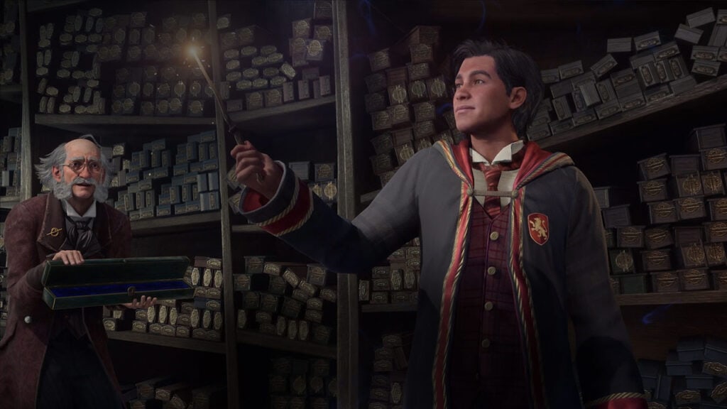 hogwarts student casting a spell