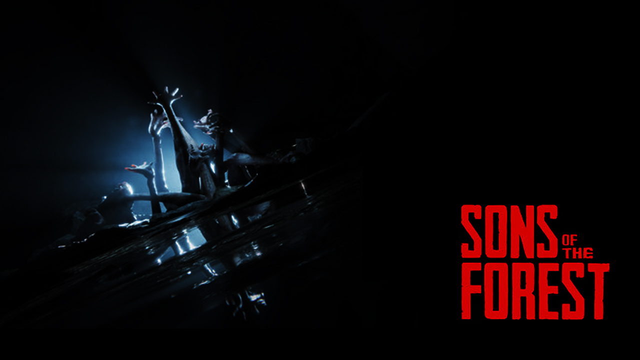 sons of the forest wallpaper with the logo on the right bottom corner and in-game graphic image on left