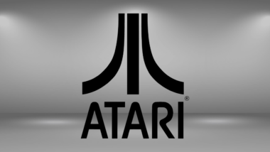 atari logo over gray background.