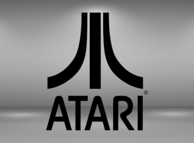 atari logo over gray background.