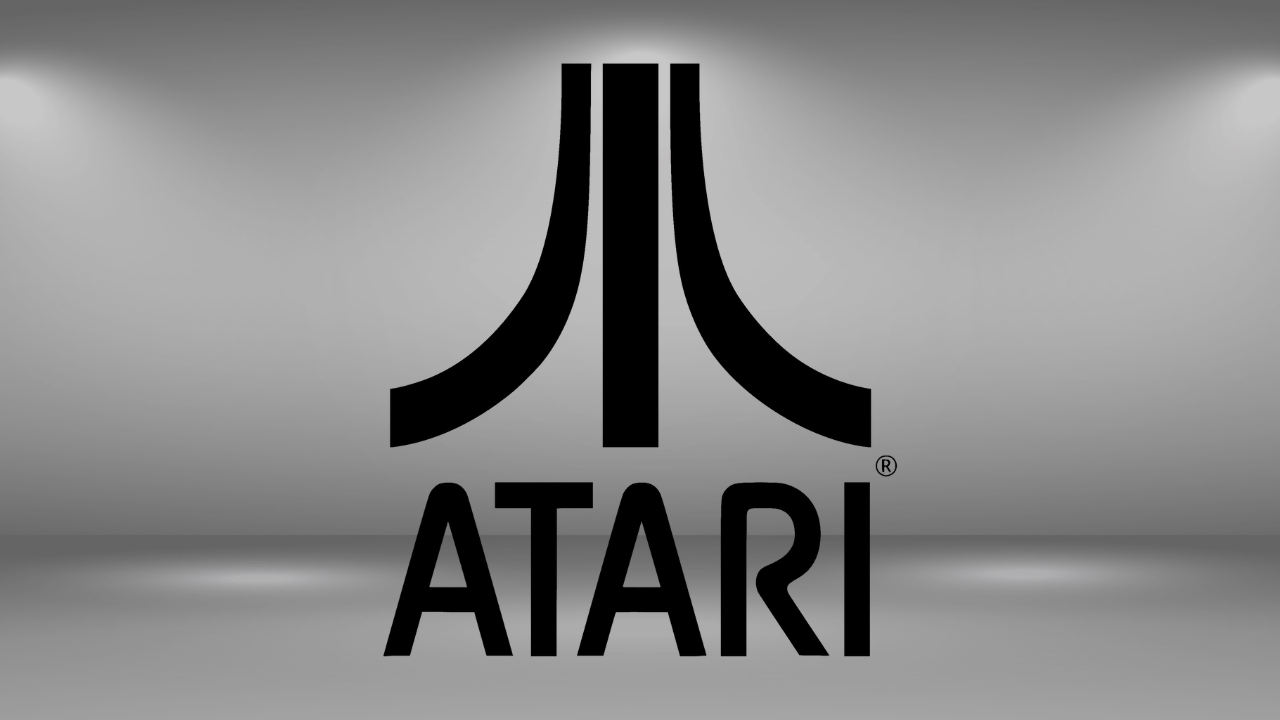 atari logo over gray background.