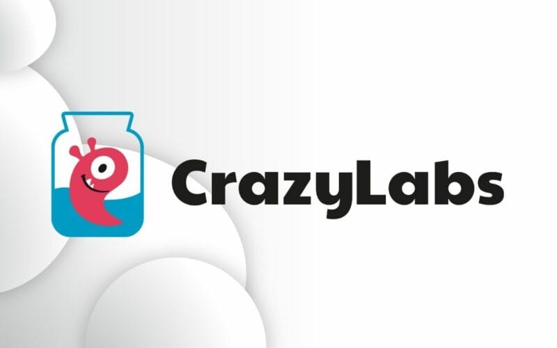 crazylabs logo over gray background.