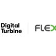 digital turbine and flexion logos over white background.