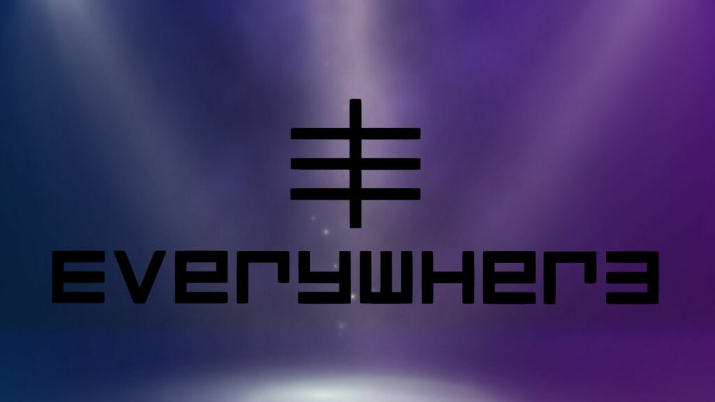 everywhere game logo over dark purple background