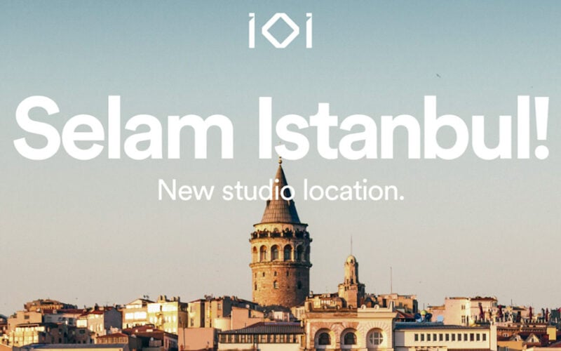 io interactive announcement saying "selam İstanbul" over a photo of Galata Tower.