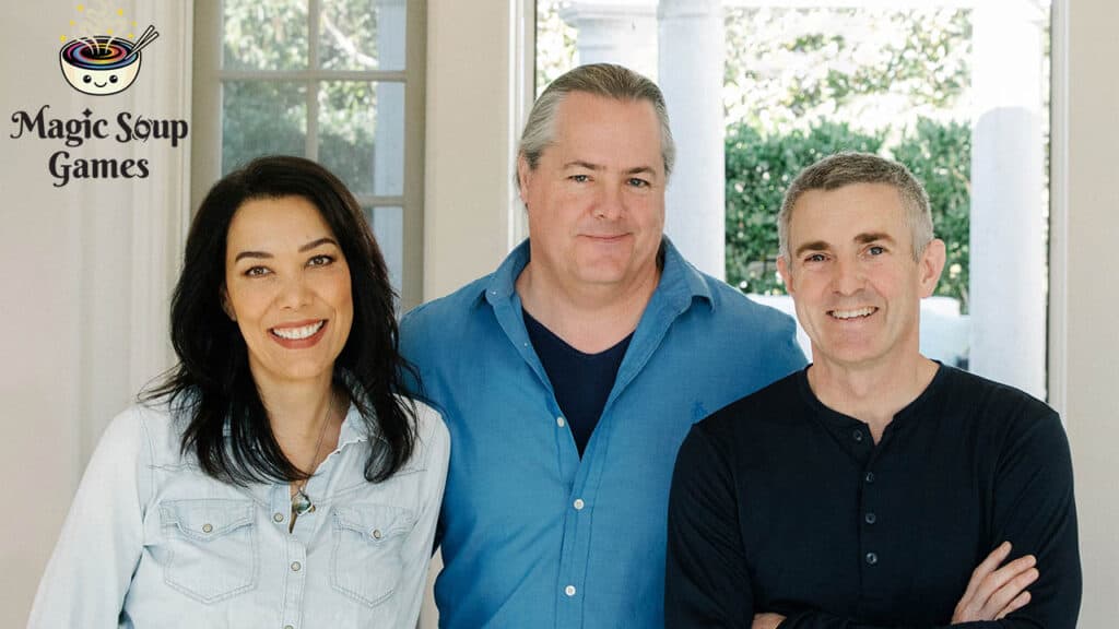 Jen Oneal, J. Allen Brack, and John Donham photographed together