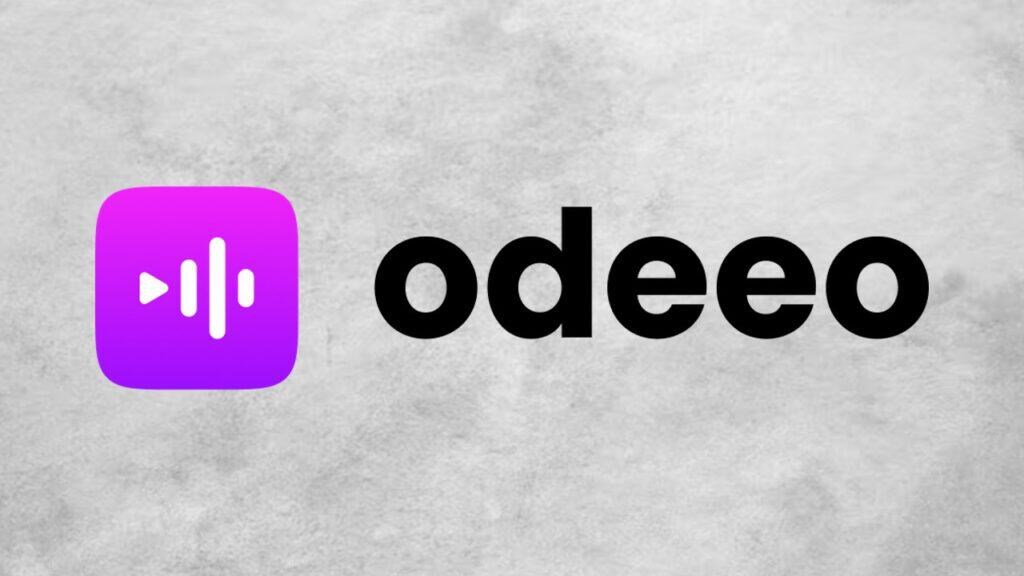 odeeo logo over light grey background
