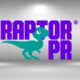 raptor pr logo over grey background.