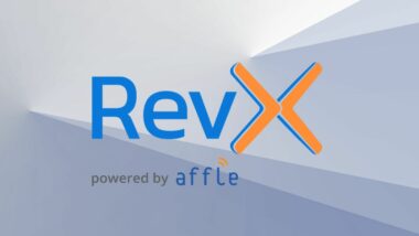 revx logo over gray background.