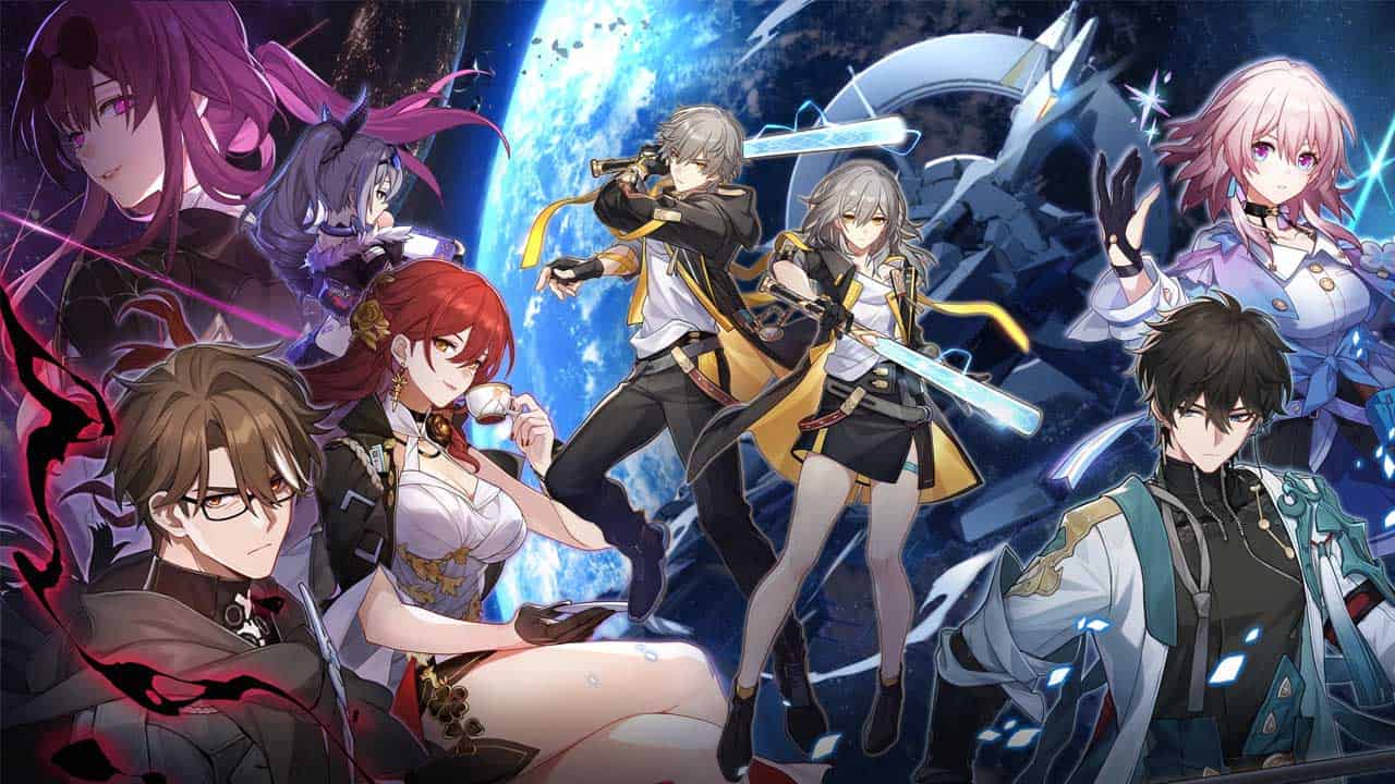 Honkai Star Rail characters all together in charismatic poses.