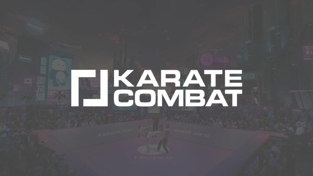 karate combat logo over ing-game image.